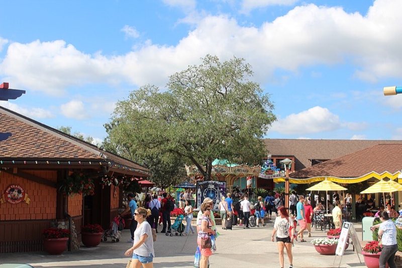 Disney Springs waterfront at dusk